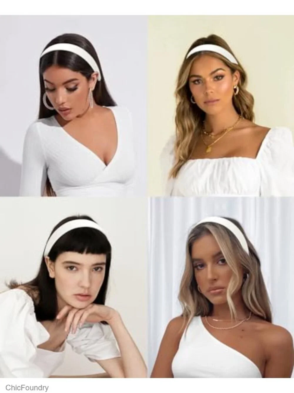 White PU Leather 1 Inch Wide Non-Slip Fashion Headband Hair Accessory